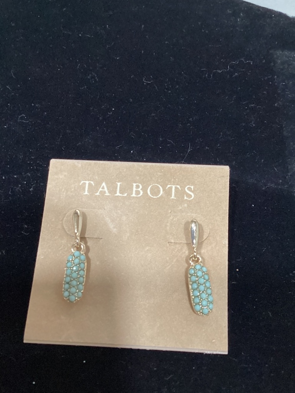 Talbots Gold-tone Earrings with Turquoise Bead Clusters